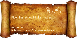 Modla Apollónia névjegykártya